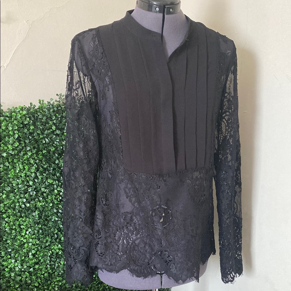 White House Black Market Elegant Black Lace Women's Top